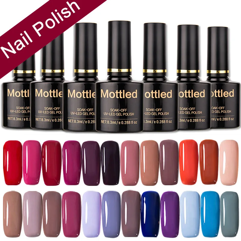 

Hot Sale 1Bottle UV Gel Nail Polish Candy Color Long Lasting Gel Varnish for Manicure Pedicure