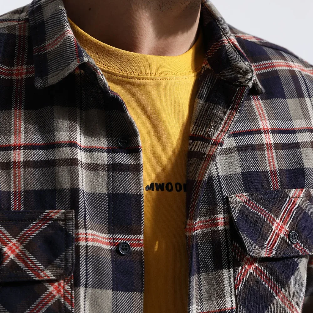 Мужская клетчатая рубашка SIMWOOD, модная рубашка в стиле ретро с надписью, одежда высокого качества в западном стиле, новая модель 180474 на осень и зиму