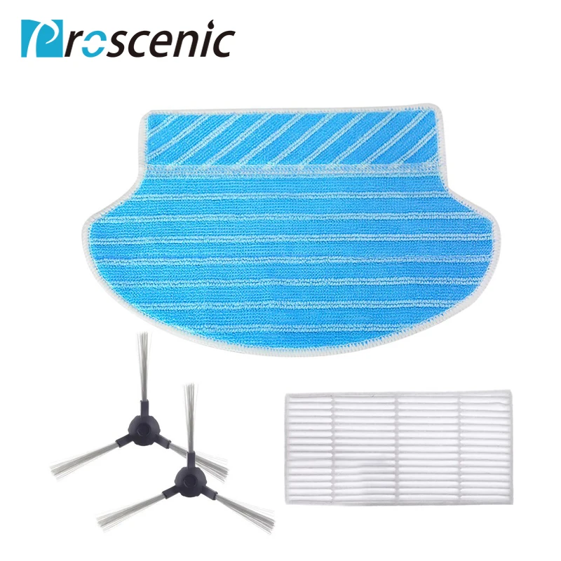 

Proscenic 790T Robot Vacuum Cleaner Replacement Kit, 1 HEPA Filters,1 Mopping Cloth Filters and 2 Side Brushes