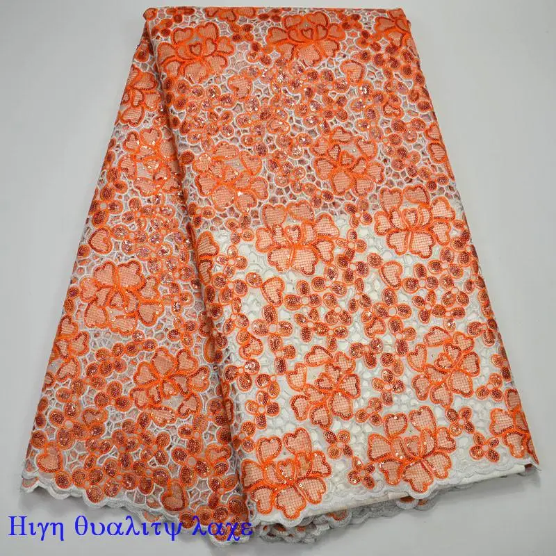 

African Mesh Organza Lace Fabric 5 Yards High quality with Sequins Embroidered organza trim for wedding XY2155