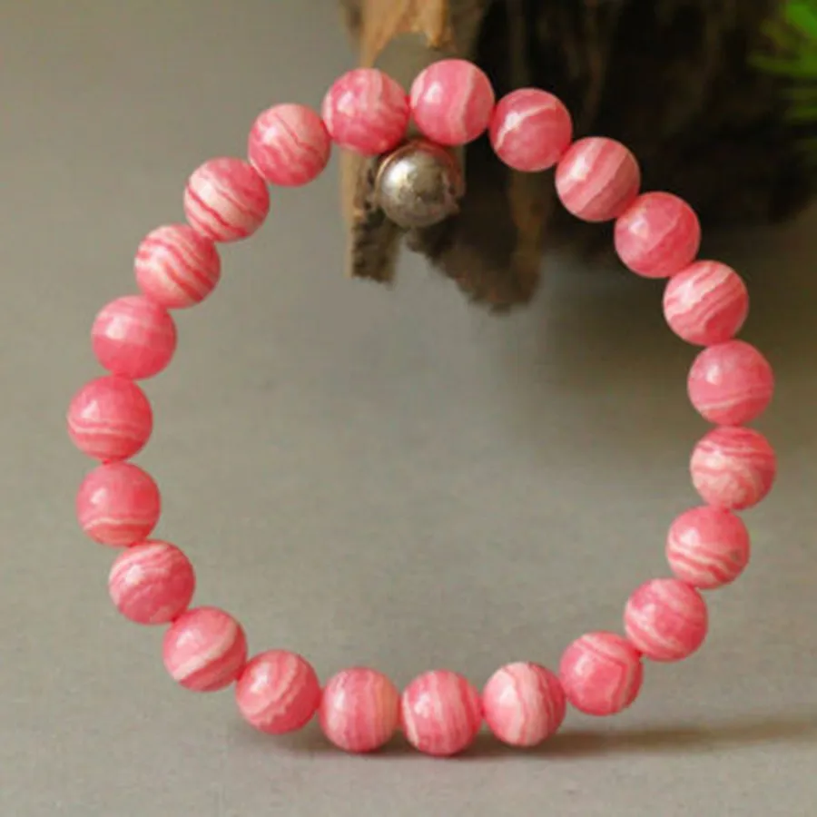 Genuine Natural Rose Rhodochrosite Argentina Round Beads Woman Bracelet 6mm Wedding Gemstone Fashion New style AAAAA (2)