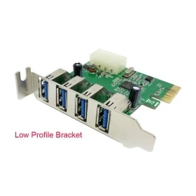 

30pcs/ lots Super speed Low Profile Half Height bracket 4 Ports USB 3.0 PCI-E Express Interface Card for PC, By Fedex