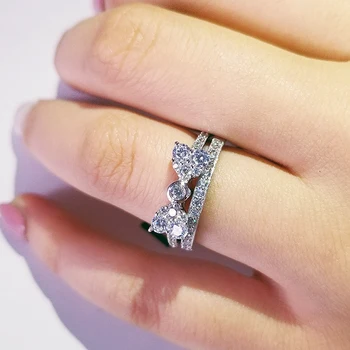 

christmas Fashion Design 925 Silver Couple Rings AAA CZ Stone Engagement Ring Set for Women Wedding Jewelry LR4951S