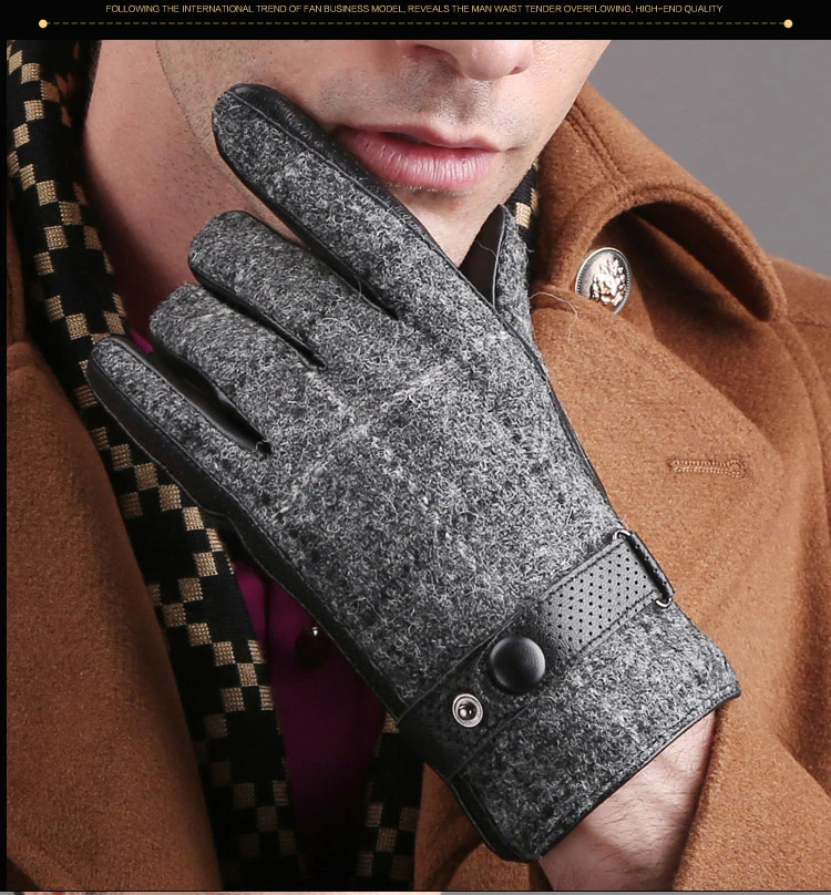 Мужские перчатки из натуральной кожи; деловые перчатки из овечьей кожи; сезон осень-зима; кожаные перчатки для вождения; TB05