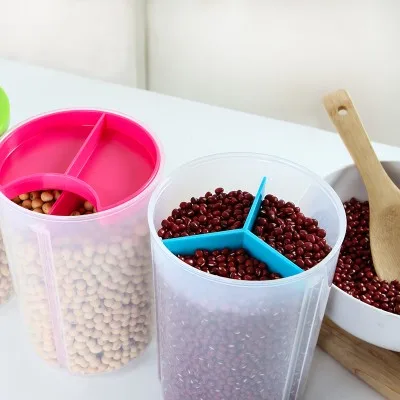 

Creative 3in1 dry grain storage tank preservation tank The snacks tanks Triad storage sealed cans 12.5*18.5cm free shipping