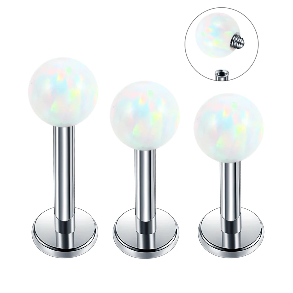 

3pcs/set Natural Opal Stone 16g Labret Lip Piercing Jewelry Stainless Steel Helix Piercing Earring Ear Tragus Cartilage