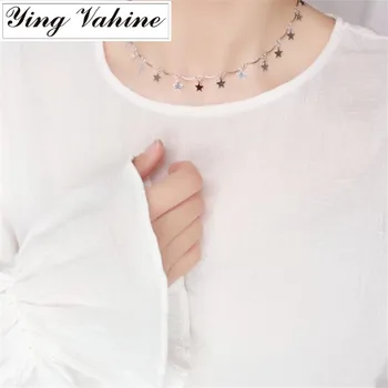 

ying Vahine 100% 925 Sterling Silver Jewelry Shiny Stars Pendant Necklace & Choker Jewelry