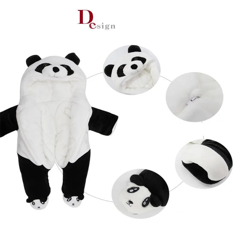 Explosion Models Cartoon Panda Animal Kids Bag Foot Rompers Baby Jumpsuit Newborn Winter Outwear Clothes Baby Clothes Wholesaler07