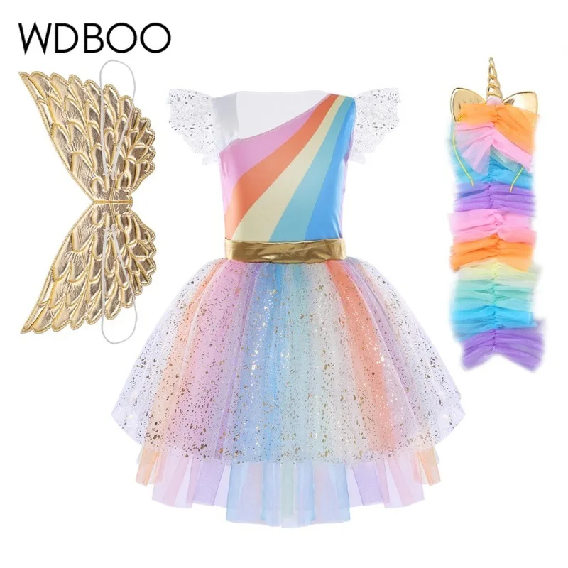 Детская сетчатая пачка WDBOO с пони для девочек Радужное разноцветное