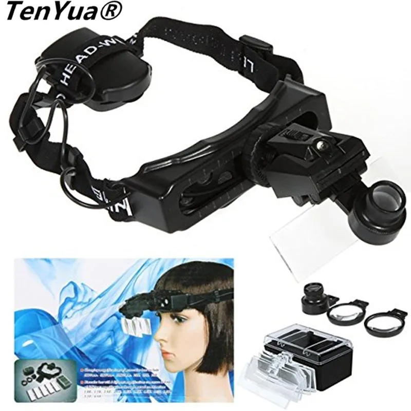 

TenYua 1-20x Helmet Magnifying Glass Illuminated Magnifier Watch Repair Helmet Glasses Loupe for Watch Repair Dental Loupe