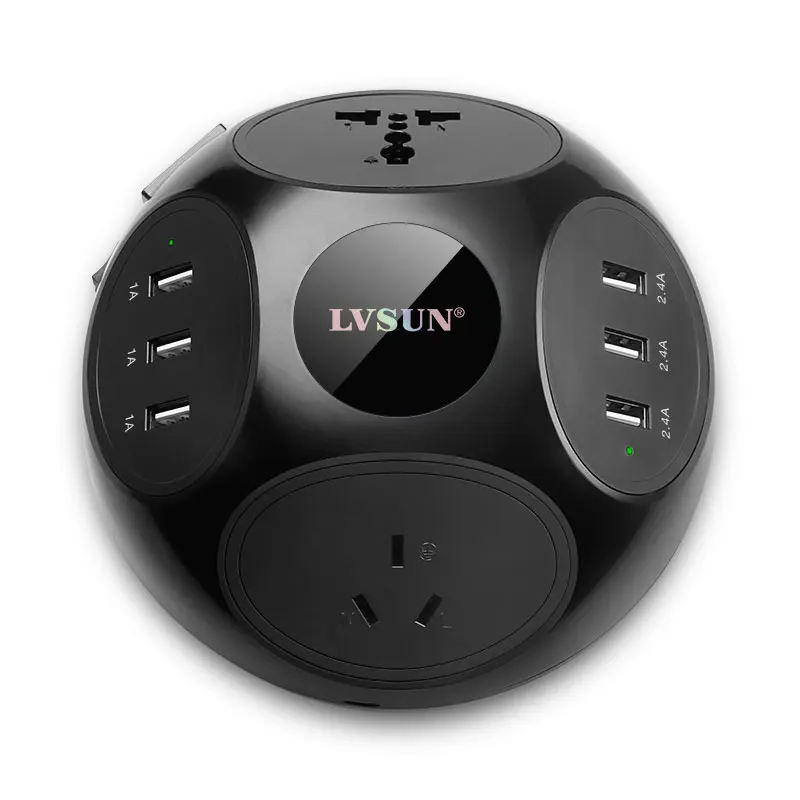 Pаспродажа ИКВ 1250 Вт 6 Порты и разъёмы USB Desktop Зарядное устройство Офис с AC многорозеточный путешествия Удлинители для iPad iPhone 6 плюс Xiaomi