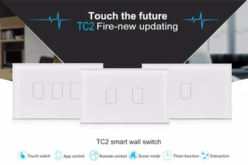

Broadlink TC2 3 Gang 433 MHZ Verbinding Muur Touch Panel Licht Schakelaar Afstandsbediening ONS Standaard Voor Smart Home Systee