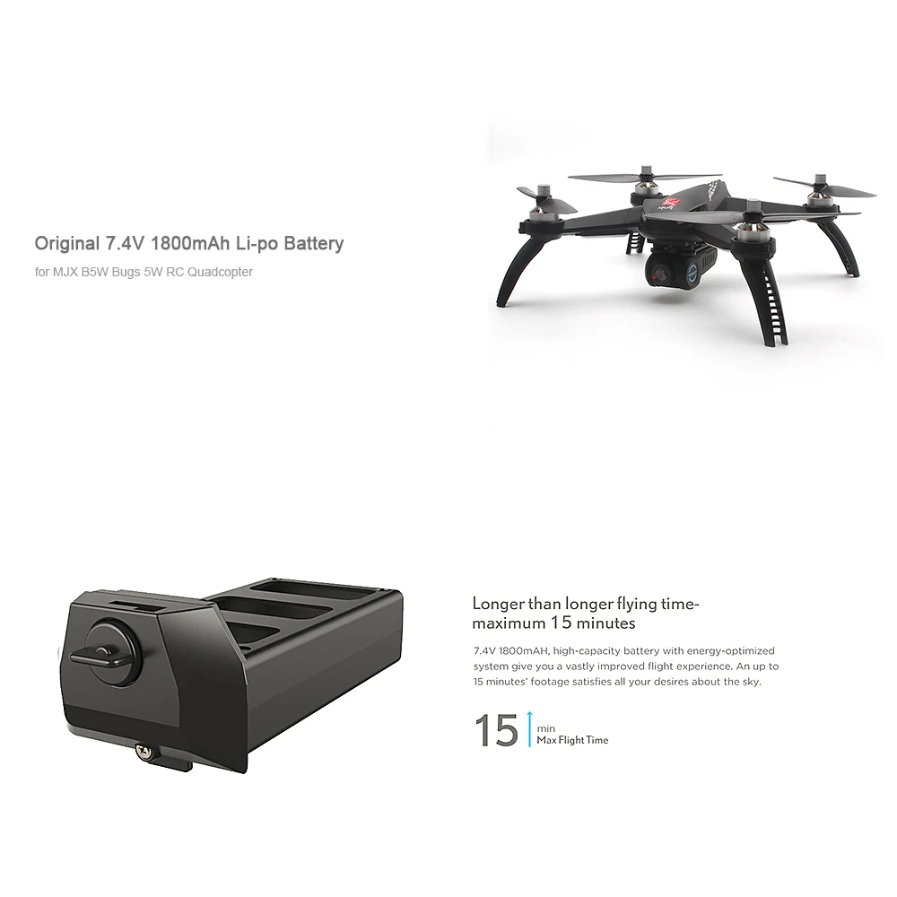 MJX 7.4V 1800mAh Lipo Li-po Battery for MJX B5W Bugs 5W Brushless RC Drone Quadcopter RC Battery (6)