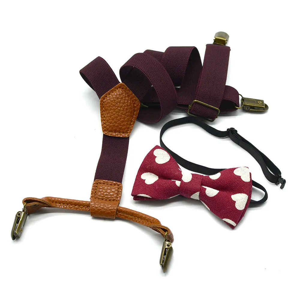 2018 Новое поступление модный стиль для маленьких мальчиков Свадебные соответствующие подтяжки и роскошный галстук-бабочка комплект HX0319