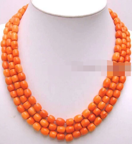 

huij 004831 8-9Pink Knobble shape Natural Coral 3 strands necklace