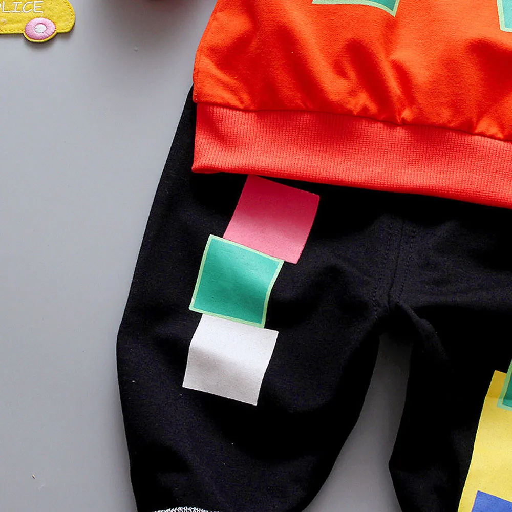 Одежда с надписью для маленьких мальчиков; комплект одежды из 2 предметов: футболка с длинными рукавами+ штаны