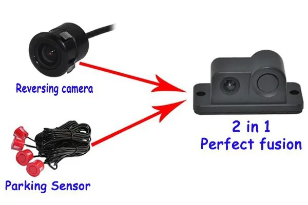 

buzzer alarm New 2 in 1 LED Sound Alarm Car Reverse Backup Video Parking Sensor Radar System with CCD Rear View Parking Camera