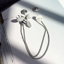 

New Fashion Zircon Animal Insect Bee Brooch Suit Lapel Pin Shirt Neck Collar Chain Tassel Brooches for Women Men Jewelry Wedding