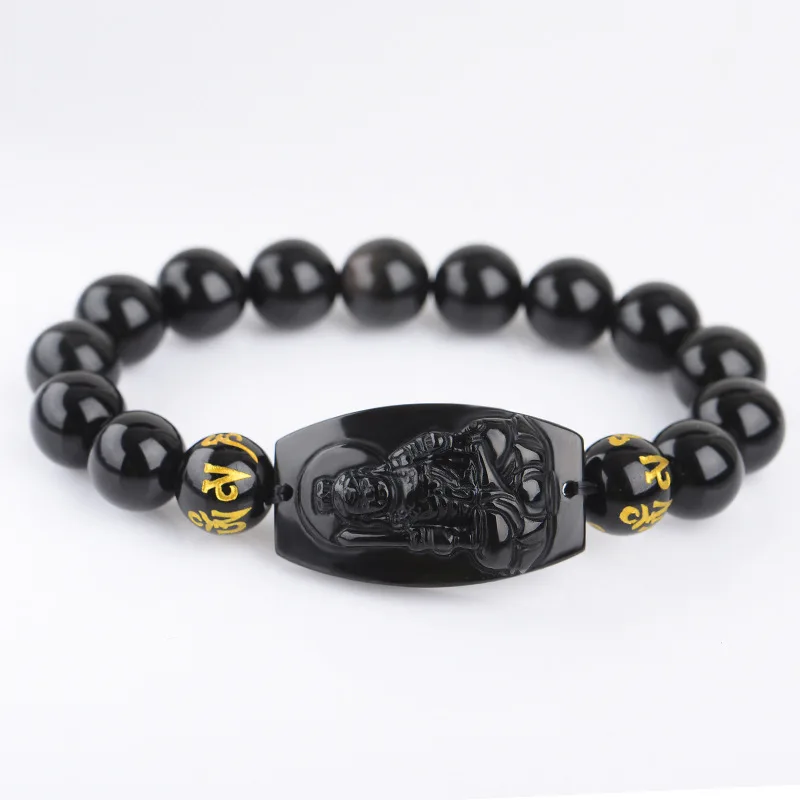

Natural Stones Black Obsidian Buddha Bracelet Crystal Quartz Round Bead Men Women Bracelet Healing Energy Gift Lucky Jewelry