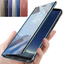 Зеркальный флип-чехол для samsung Galaxy S10 S9 S8 S7 край M10 M20 M30 A10 A20 A30 A50 A70 A6 A7 A8 A9 J2 J4 J6 плюс J3 J5 J7