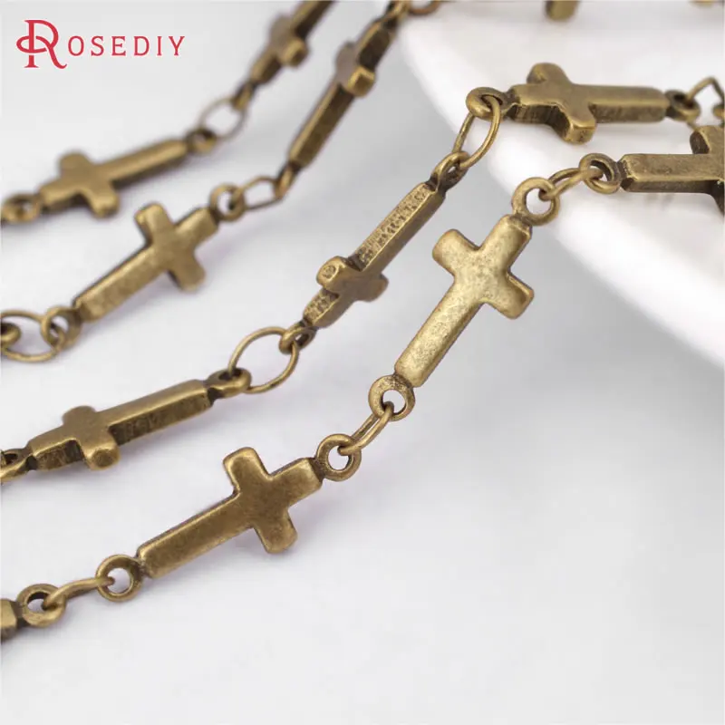 

(21497-G)2 Meters Chain width 5MM Antique Bronze Brass Cross Link Chains Necklace Chains Diy Jewelry Findings Accessories