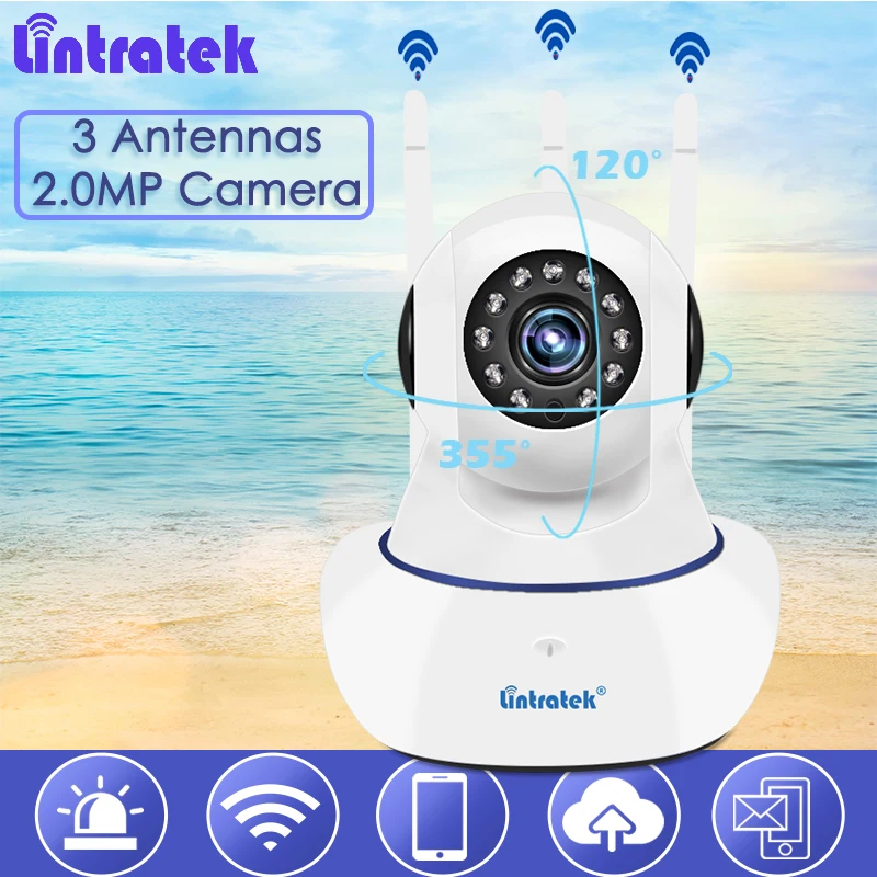 

Lintratek NEW 2.0MP Home Wifi IP Wireless Camera Video Baby Monitor 1080P CCTV Surveillance +Antennas Night Vision Nanny Cam S44