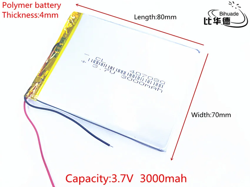 1 шт./лот литий-ионная батарея 3,7 v 3000mAh литий-полимерная батарея для Mp3 7 дюймов 8 дюймов gps NAV 407080