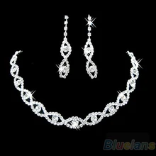 Bluelans роскошный свадебный Выпускной ювелирные изделия Кристалл Стразы ожерелье со стразами и серьги
