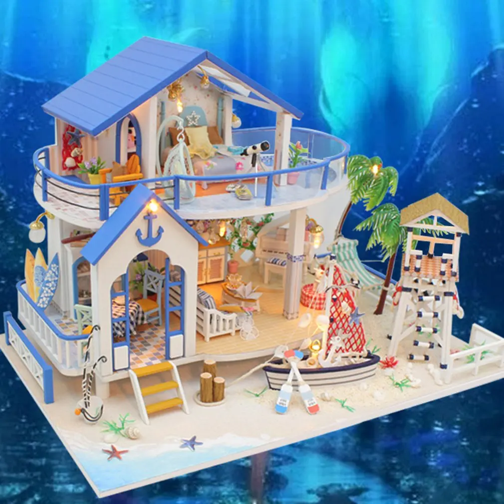 Мечта детство маленький дом нордический мини-дом деревянная хижина вилла в сборе модель изысканный подарок ребенок день рождения девочка подарок