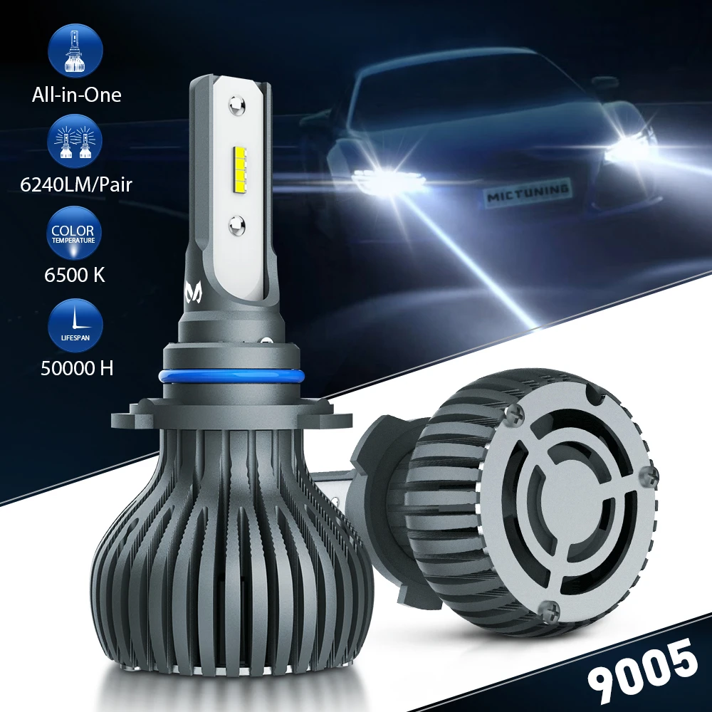 Светодиодный светильник MICTUNING для автомобиля 9005 HB3 9006 HB4 комплект преобразования