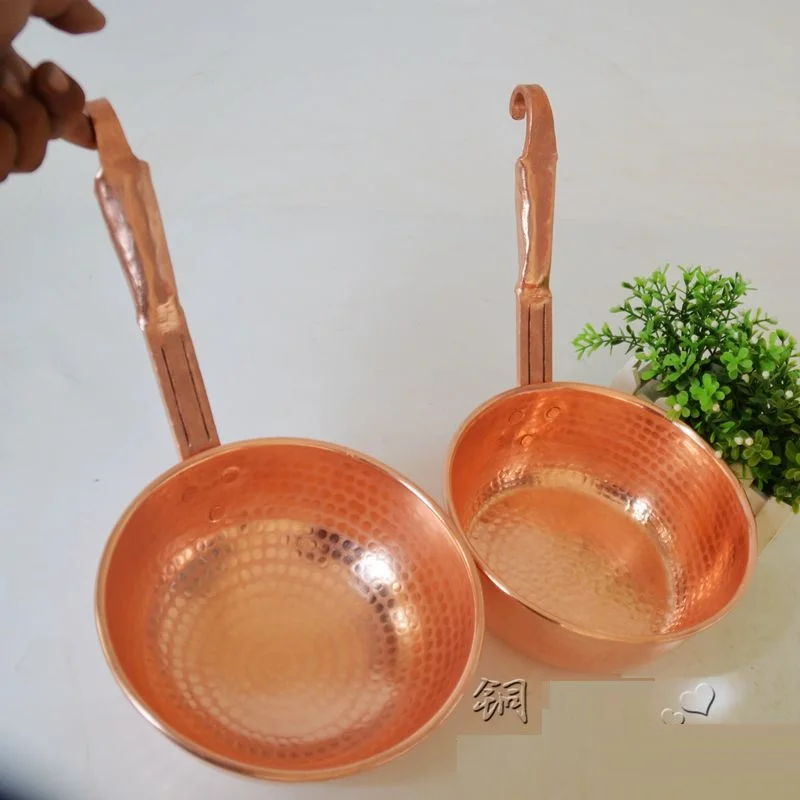 

1 PC Handmade Pure Copper Scoop Thick Restaurant Soup Milk Hot Pot Casserole Boiled Jam Multi Functional