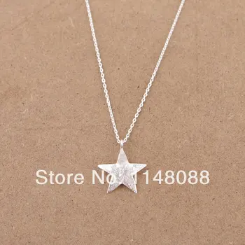 

Fashion Brushed exquisite silver shining Star pendant Necklace in Silver for women ladies lovers' gift