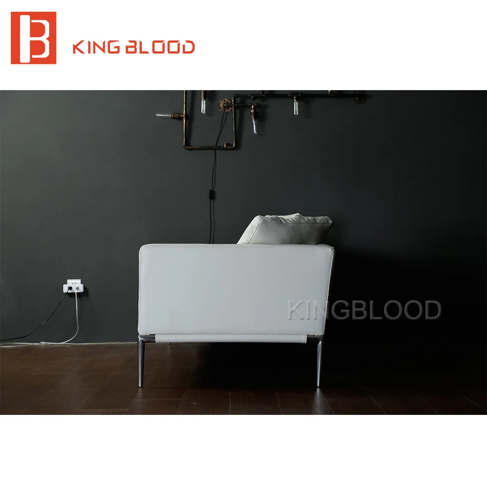 hot selling living room modern furniture white genuine leather sofa for coffee shop home office