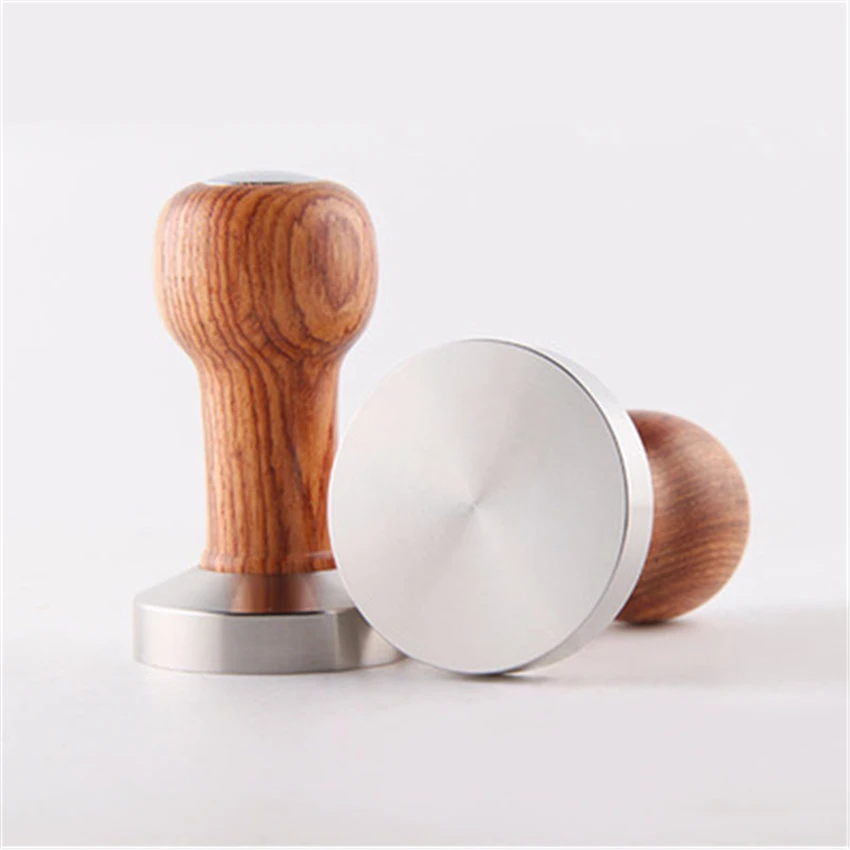 

51mm/58mm Rosewood Coffee Tamper Coffee Powder Hammer 304 Stainless Steel Flat Base Espresso Cafe Barista Tools Accessories