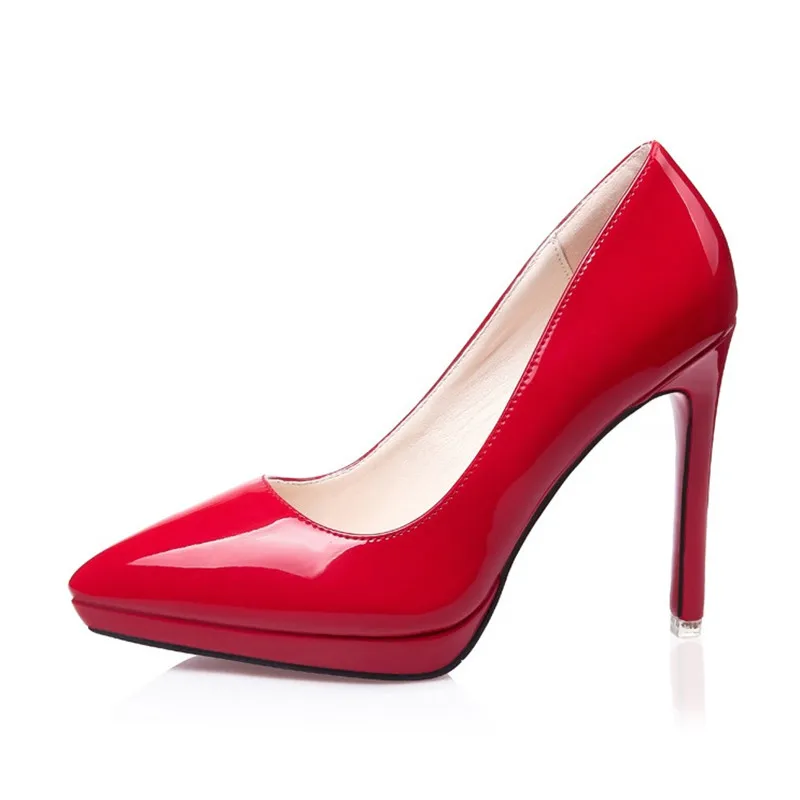 

2019 spring and autumn new Korean version of patent leather pointed high heel stiletto women's shoes wine red 0524