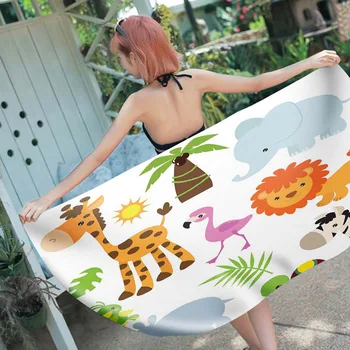 

Summer Cartoon Animals Beach Towels Print Seaside 150*180cm Swimming Shower Bath Towels Blanket Bikini Cover Up Wall Tapestry