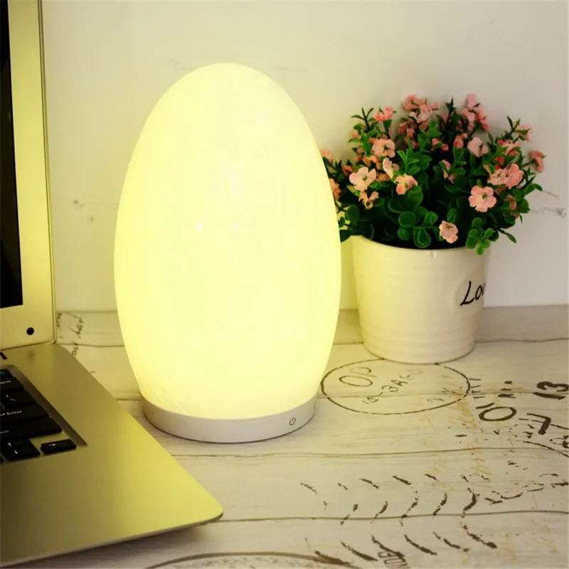 LED Bedside Lamp Egg Shape Touch Sensor Control RGB Color Changing Rechargeable Smart Table | Освещение