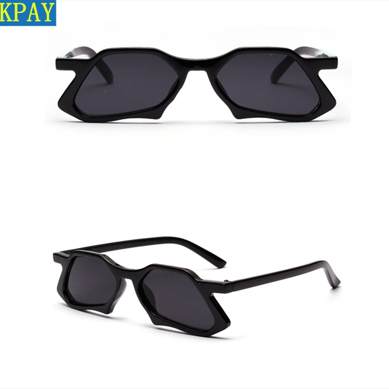 KPAY fashion vintage polygon sunglasses men clear lens 2019 irregular trendy for car sun glasses women uv 400 leopard eyewear
