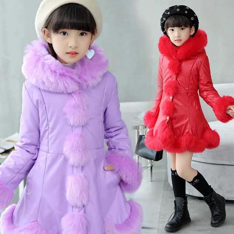 

2018 little girls cotton coat winter autumn fashion long sleeve jacket teenagers casual long outwear kids clothes