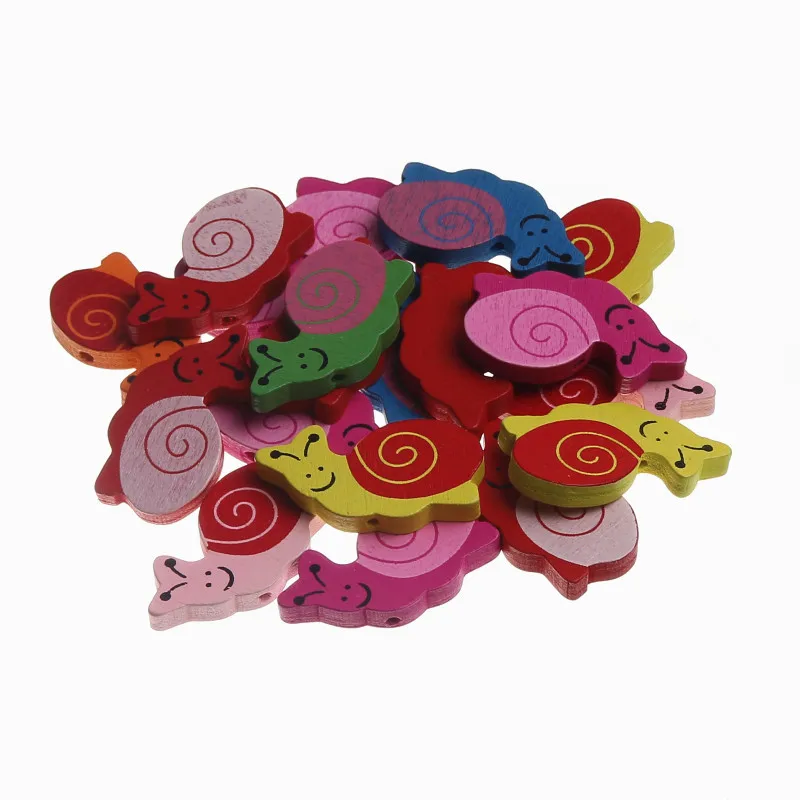 

20PCs Cute Snails Shape Lead-Free Wood Beads For Jewelry Making Jewelry Accessories Bracelets DIY Craft Gifts For Child