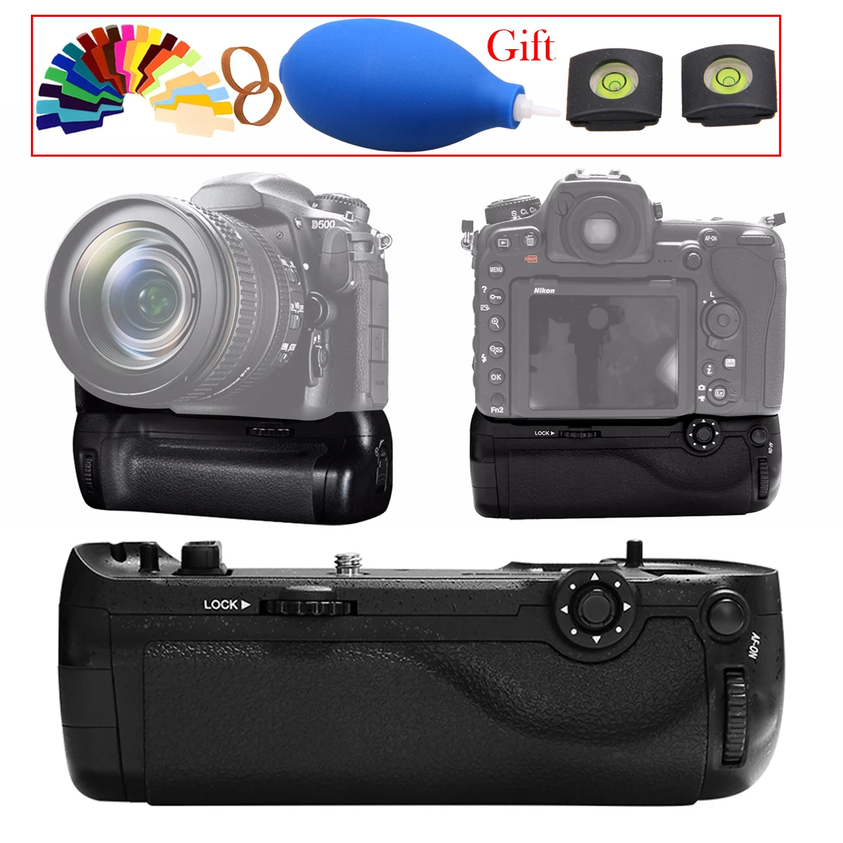 

Pixel Vertax D17 Professional Battery Grip For The Nikon D500 DSLR Camera with Vertax VT-A12 Maganize and Vertax D17 Maganize