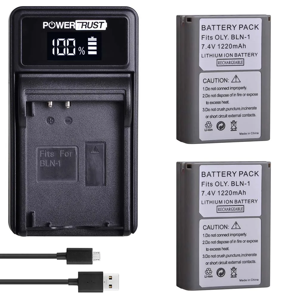 Günstige 2Pcs 1220mAh BLN 1 PS BLN1 BLN1 Digitale Batterie und Ladegerät für Olympus OM D E M1, OM D E M5, stift E P5 Batterien