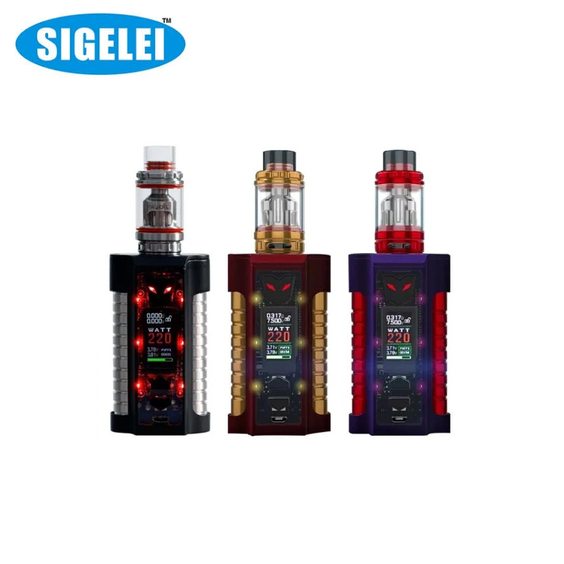 

Original Electronic Cigarettes Sigelei MT 220W TC Starter Kit Vape with Sigelei Revolvr Atomizer 4.0ml Powered by 18650 Battery