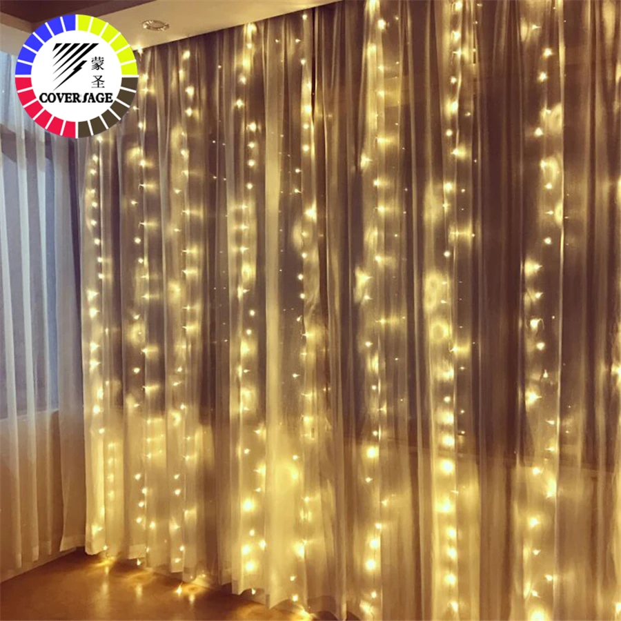 Coversage 3X3M Christmas Garlands LED String Christmas Net Lights Fairy Xmas Party Garden Wedding Decoration Curtain Lights Coversage 3X3M Christmas Garlands LED String Christmas Net Lights Fairy Xmas Party Garden Wedding Decoration Curtain Lights