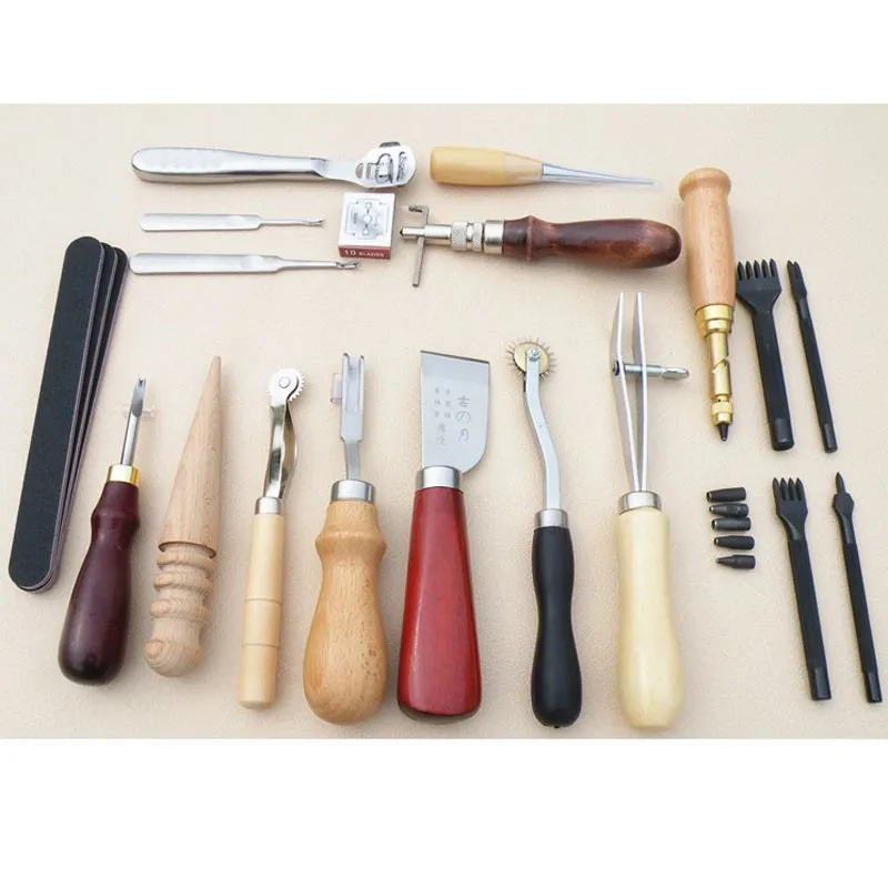 18 шт Набор Кожа Craft Удар Инструменты Kit Ручное шитье швейная седло для нарезания