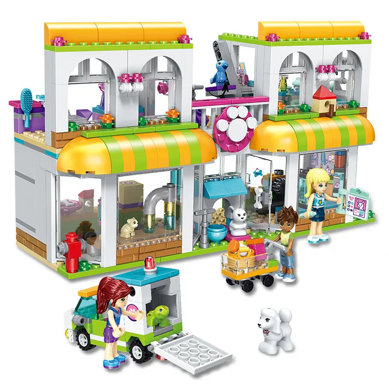 

491PCS Friends Heartlake City Pet Rescue Station Building Blocks Sets Compatible LegoINGLY Girls Pets Hospital DIY Bricks Toys