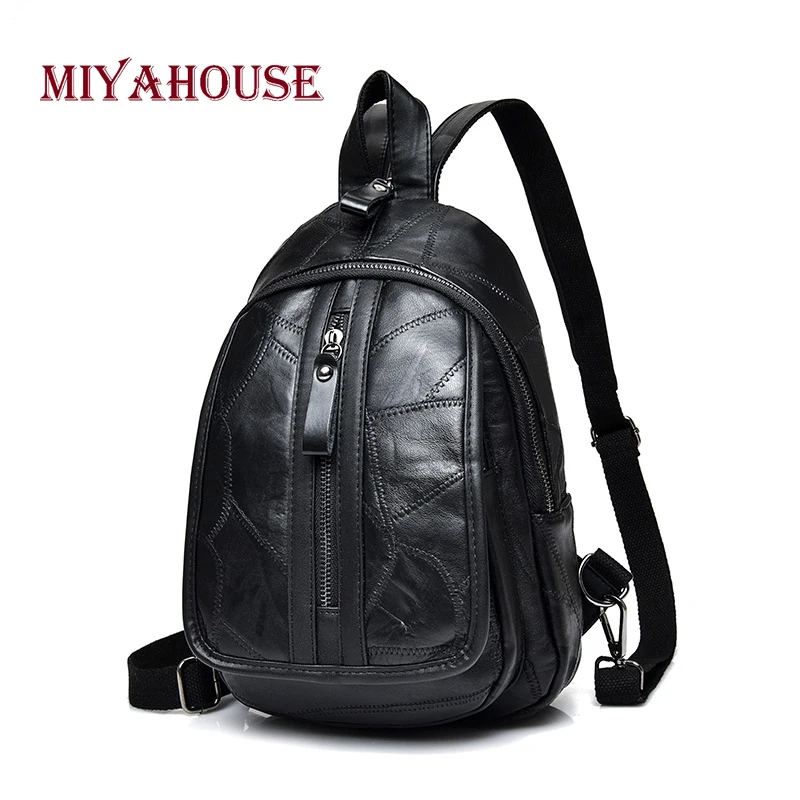 Miyahouse High Quality Leather Black Backpack Women Tassel Design School Shoulder Bag For Teenager Girl Multifunctional Backpack