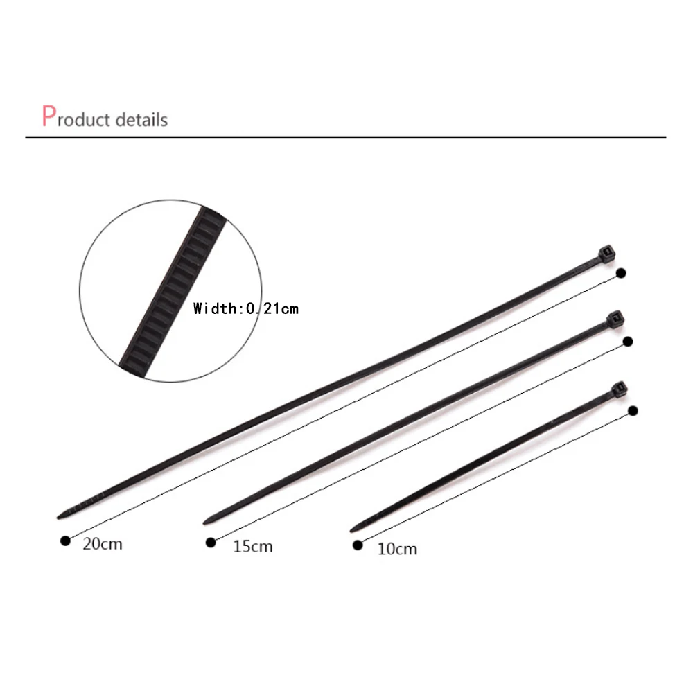 100 шт самоблокирующиеся Нейлоновые кабельные стяжки, черный, белый, маленький, средний, большой тип, связывающий провод, кабель с линией хранения