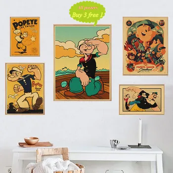 

Popeye the Sailor Vintage Kraft Paper Classic Classic Movie Poster Map Home Decor
