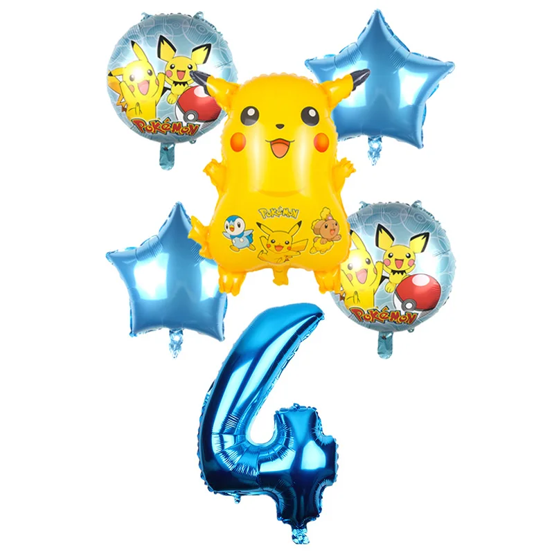 6 pieces / set of 32 inch cute Pokémon Pikachu to foil balloon children's balloon birthday party decoration globos